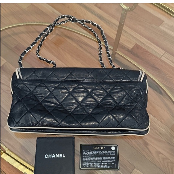 Chanel Black Quilted Shoulder Bag with Silver Accents comes with card - Picture 3 of 5